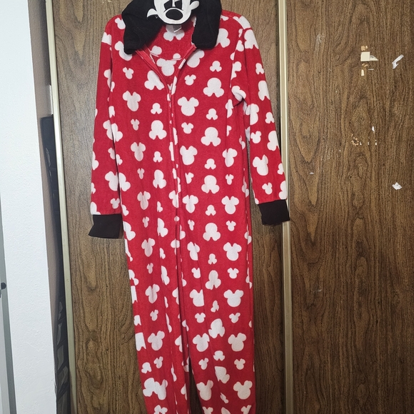 Red Onesie with White Mickey Mouse Pattern - Picture 2 of 4